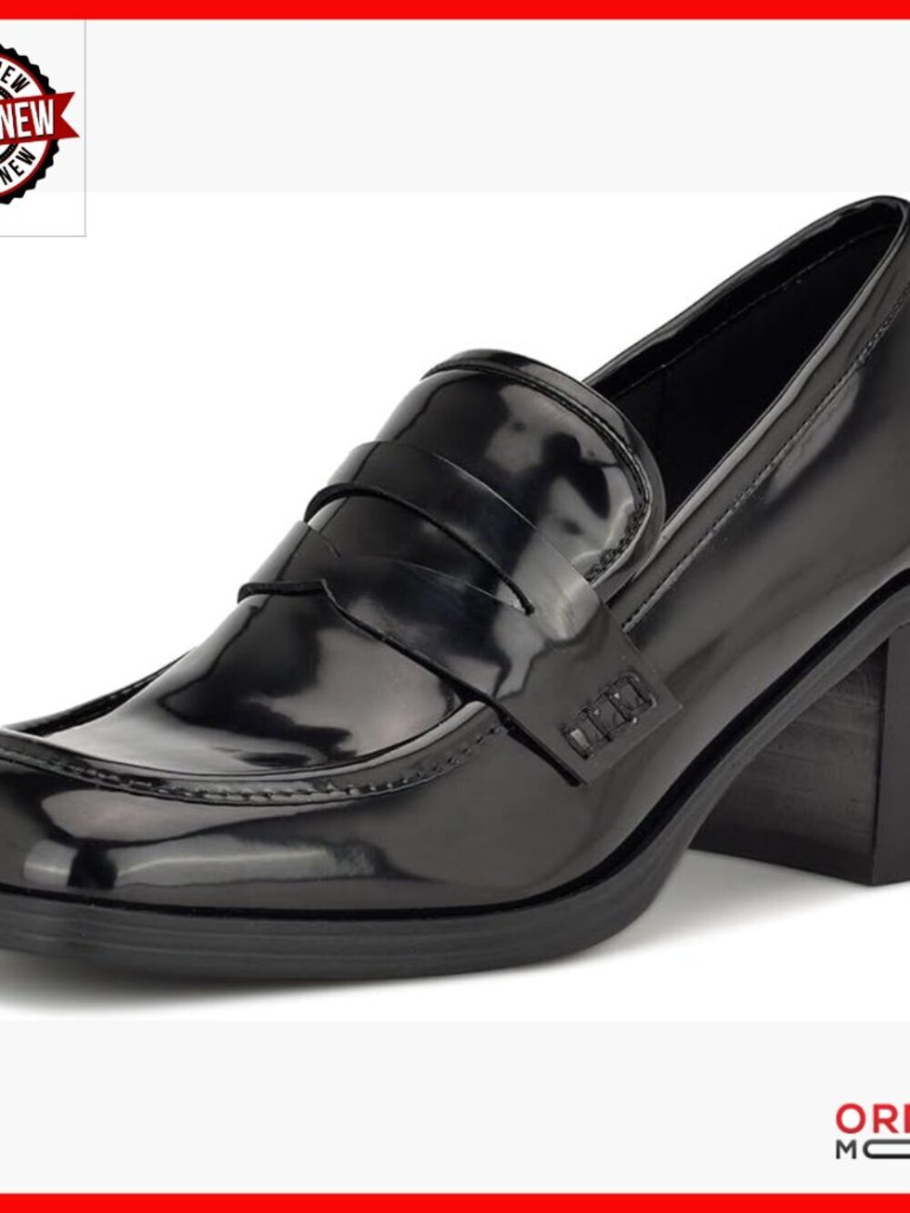 Heeled Loafer Pumps with Block Heel and Square Toe